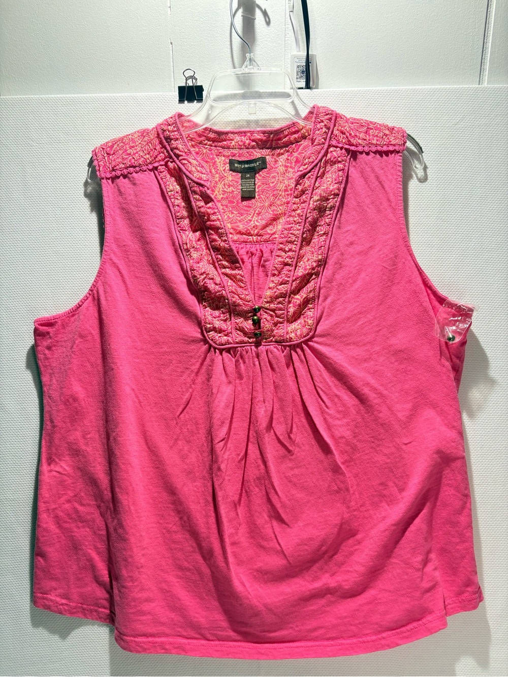 Bit & Bridle Bright Pink Embroidered Sleeveless Top